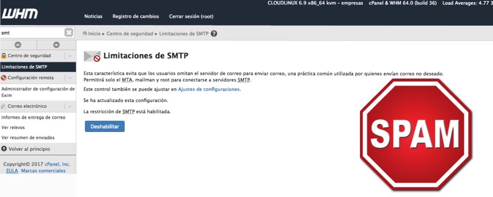 Prevenir el SPAM con Cpanel