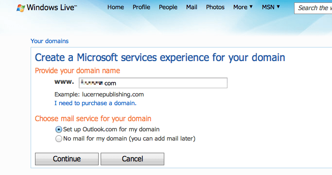 Live Domain de Hotmail