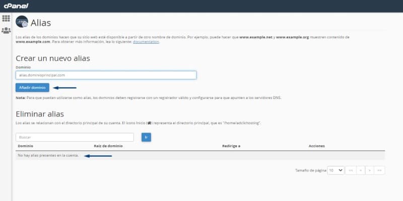alias domain cpanel