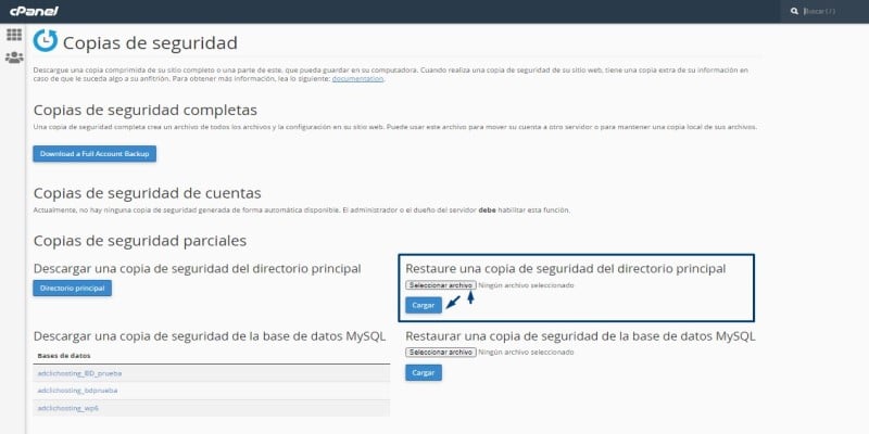 restaurar sitio web