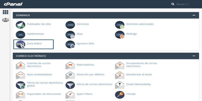 editor de zona dns avanzado cpanel