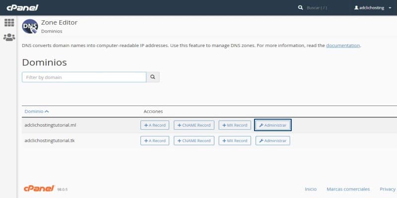 Añadir un registro TXT a una Zona DNS: