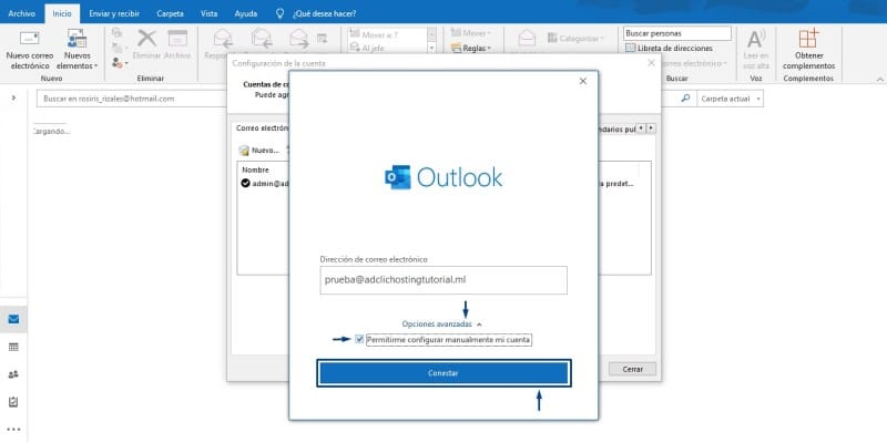 Configurar correo de cPanel en Outlook