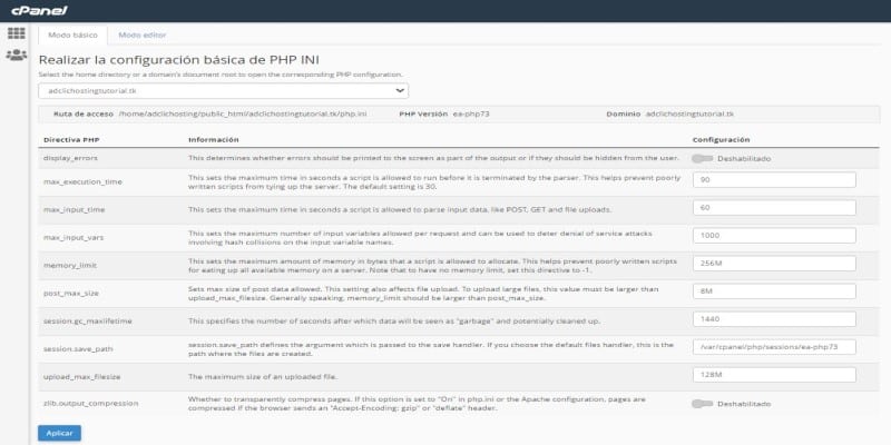 editor php ini cpanel