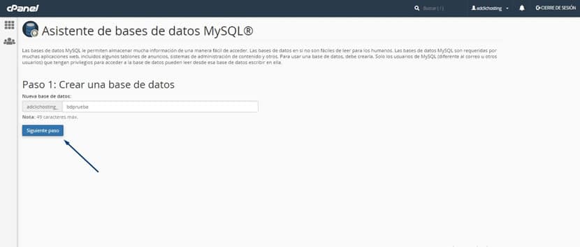 Asistente de bases de datos MySQL