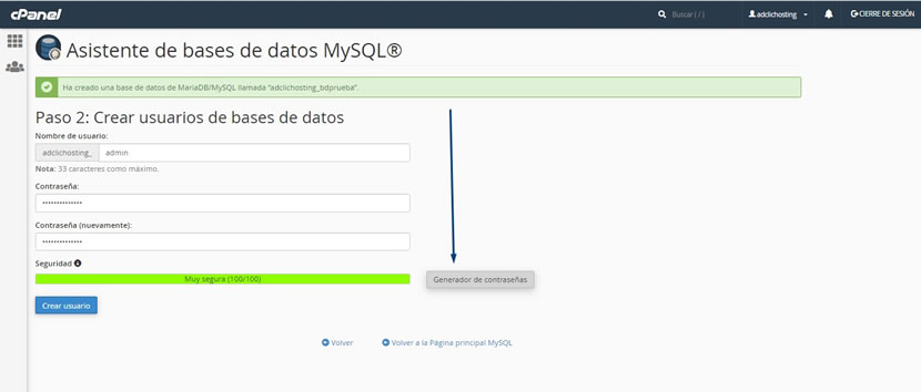 Asistente de bases de datos MySQL