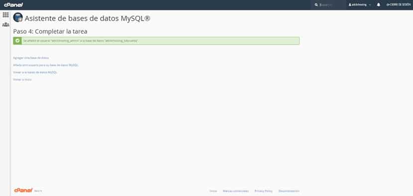 Asistente de bases de datos MySQL