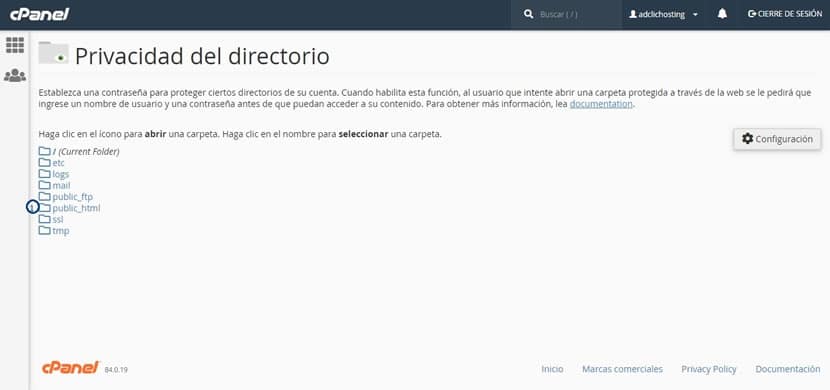 Privacidad del directorio