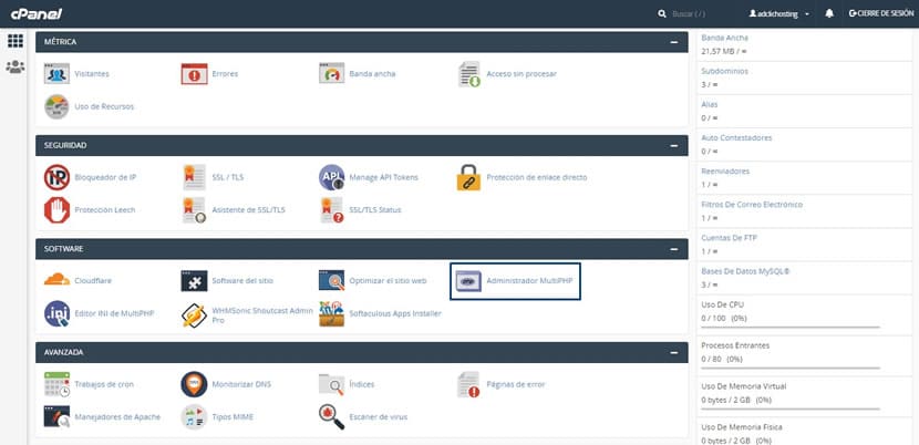Administrador MultiPHP