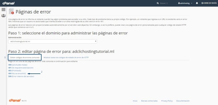 Páginas de error