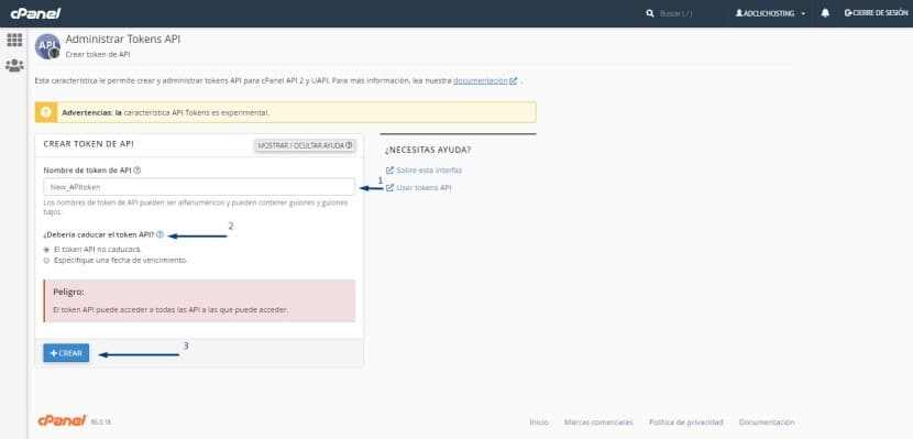 Administrar tokens API