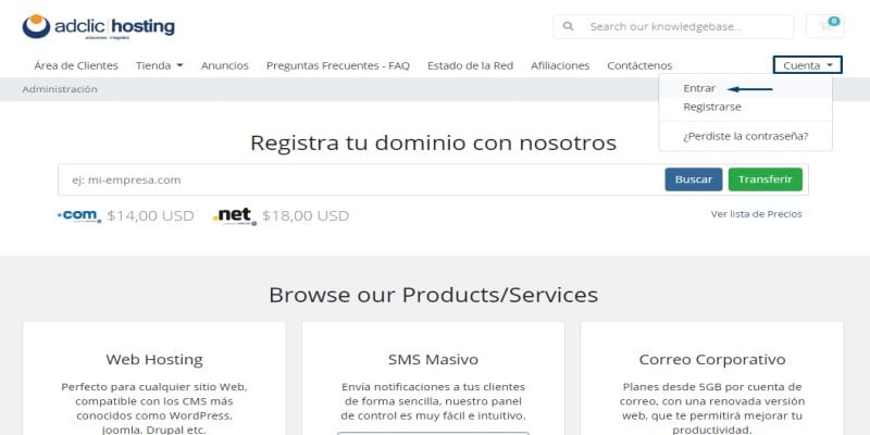 facturas generadas en AdclicHosting