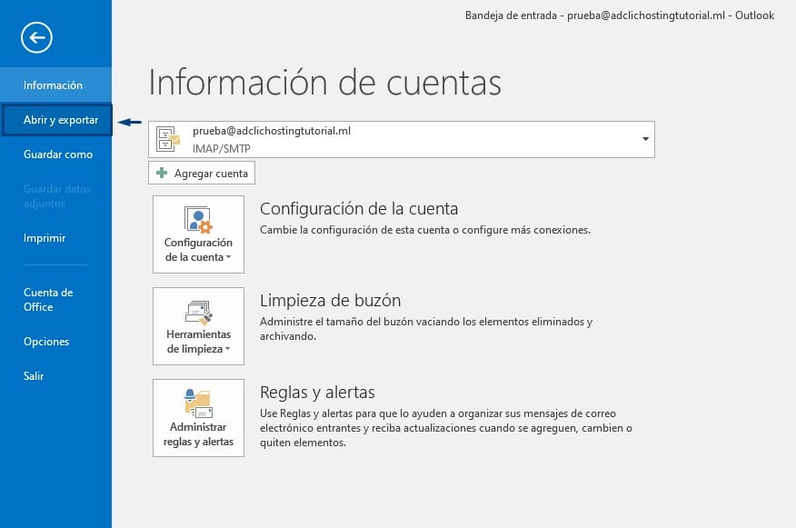 como hacer Backup de Outlook