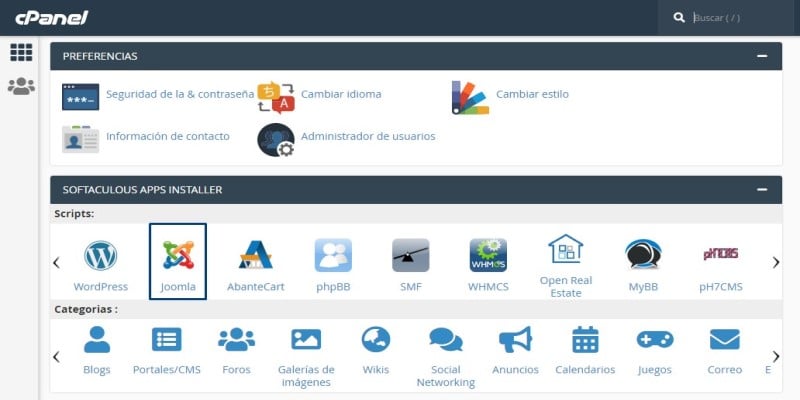 instalar joomla en cpanel