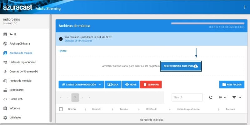 haz clic a la opción "Seleccionar Archivo" para cargar tu lista de reproducción.