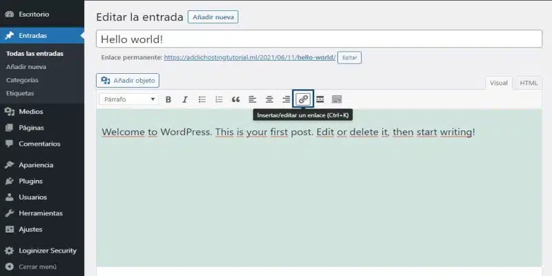 Añadir Enlaces en WordPress