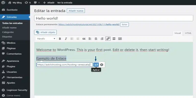 Añadir Enlaces en WordPress