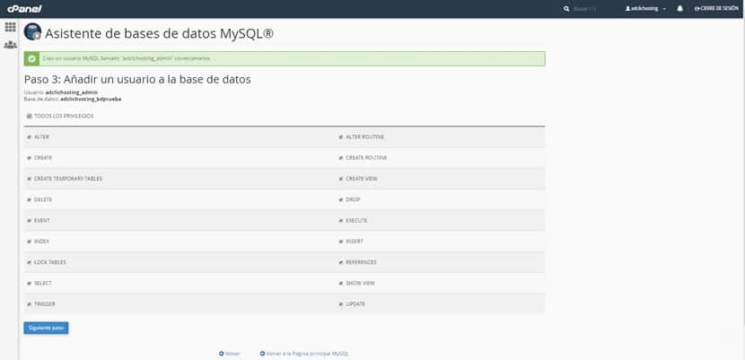 Asistente de bases de datos MySQL