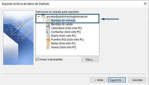 como hacer Backup de Outlook